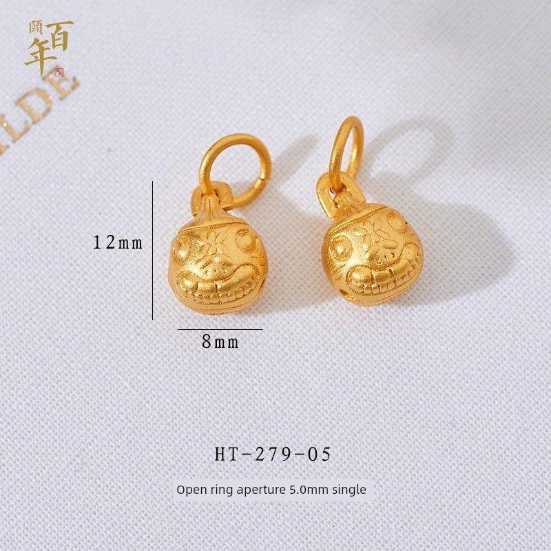 

Ancient Style Alluvial Gold Bell Can Ring Swallowing Gold Beast Family Three Xile NAFU Bell Carrying Strap DIY Hanging Piece Pendant YN-279-05(1) solid