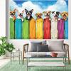 1Pc Ute Dogs On Rainbow Fence Tapestry Wall Hanging For Kids Room Bedroom Decor Fun Animal Print Home Decoration Gift