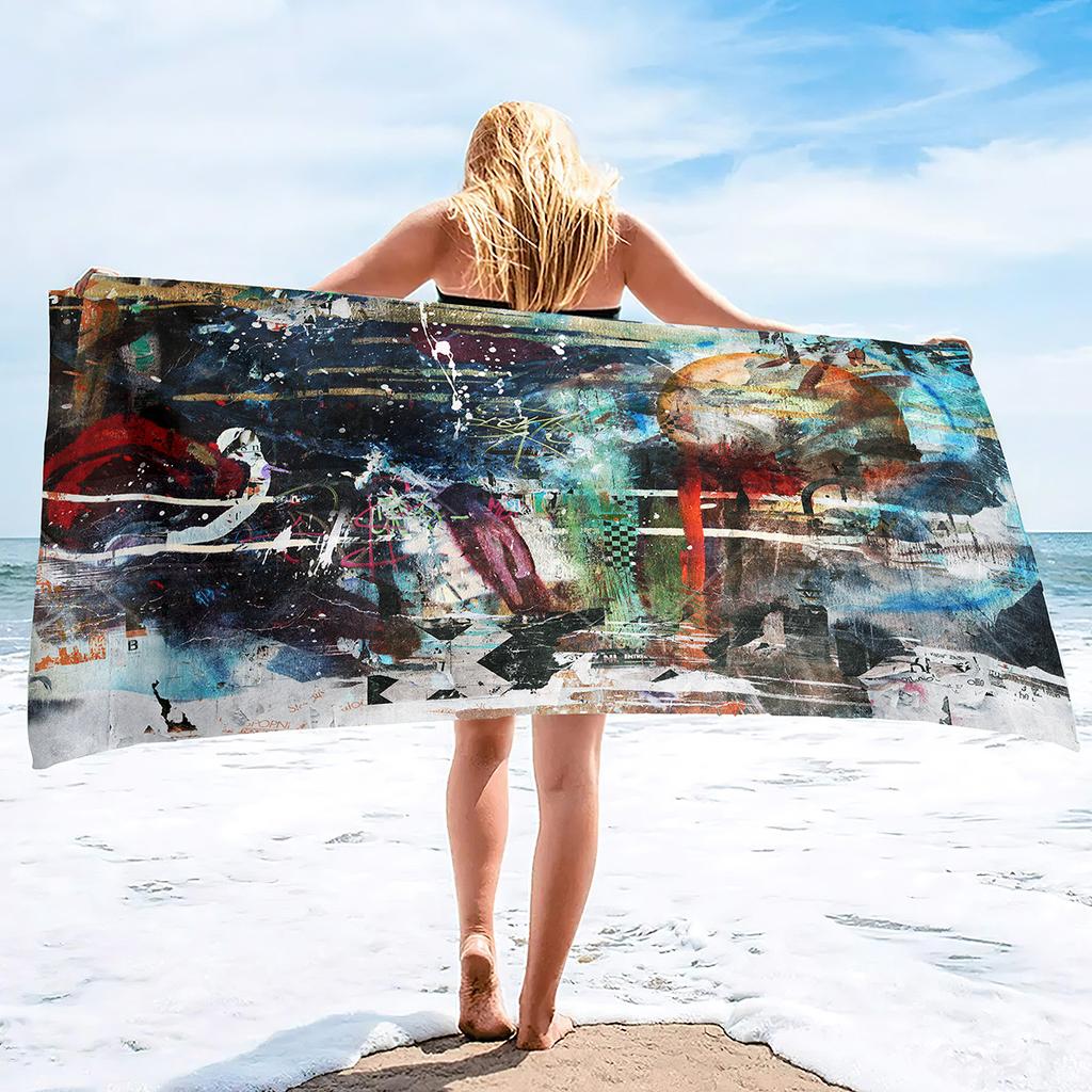 Tuschemalerei Druckserie Meeresurlaub Strandtuch Schwimmbad Badetuch Mikrofaser Sporttuch