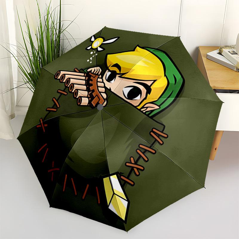 1pc Legend of Zelda Automatic Open/close Folding Portable Umbrella with 8-Rib Structure for Women/Men, All-Season Use A0901047