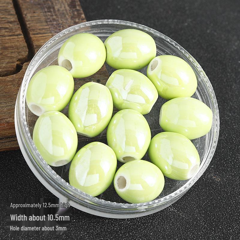 

Macaron Ceramic Small Oval Loose Beads for DIY Bracelets and Handmade Clothing Accessories Ceramic Bead [Single Piece], Non-Fading