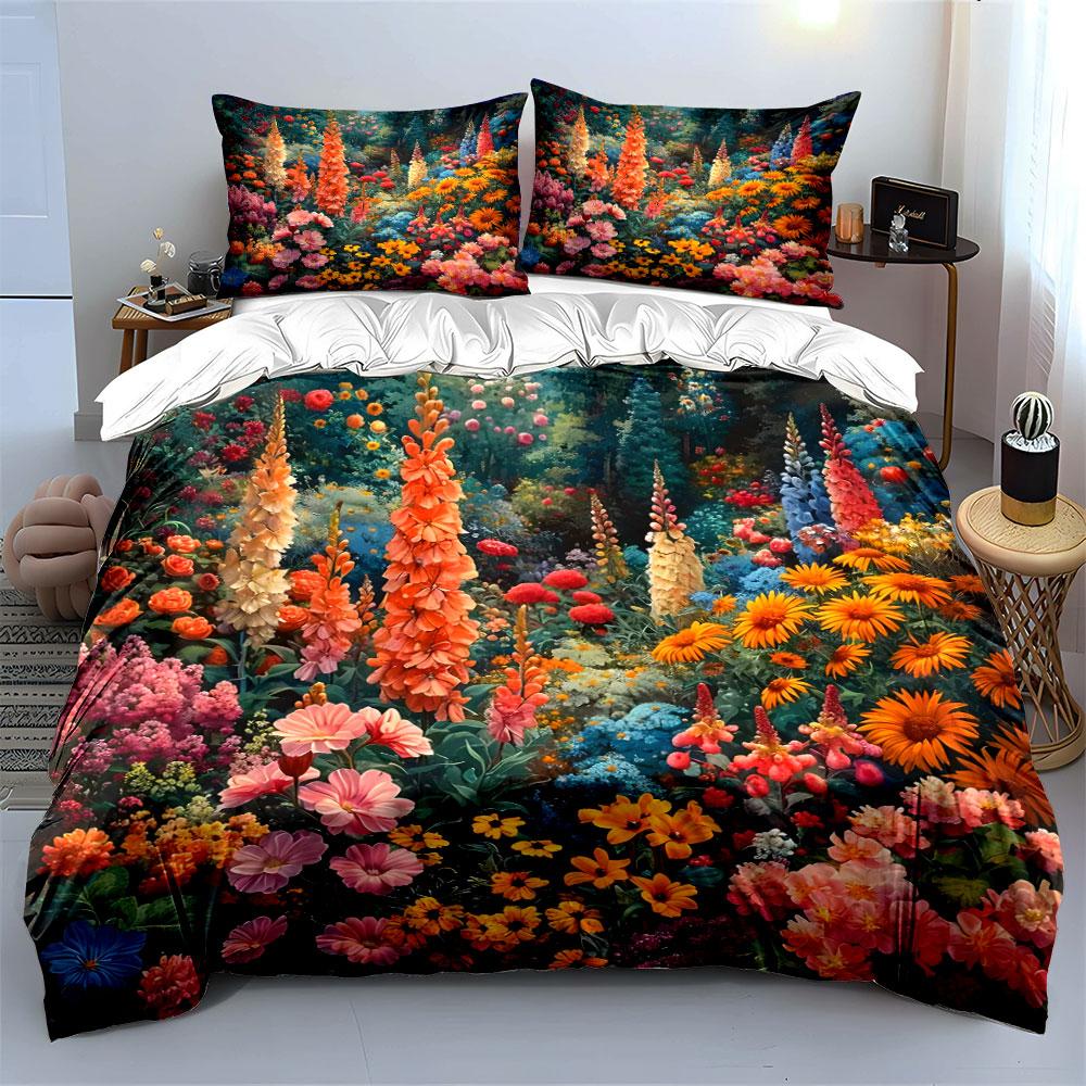 Floral Garden Home Decor Set Soft Comfortable Duvet Cover Bedding Set Included 1*Duvet Cover & 2*Pillowcases, Gift
