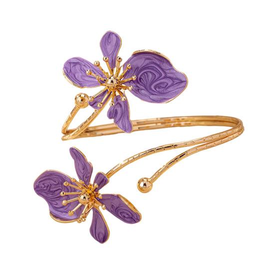 Blumen Armband Armmanschette Damen Oberarmmanschette Verstellbares Offenes Armreif Armband Handgelenk Schmuck für Party Hochzeit Urlaub