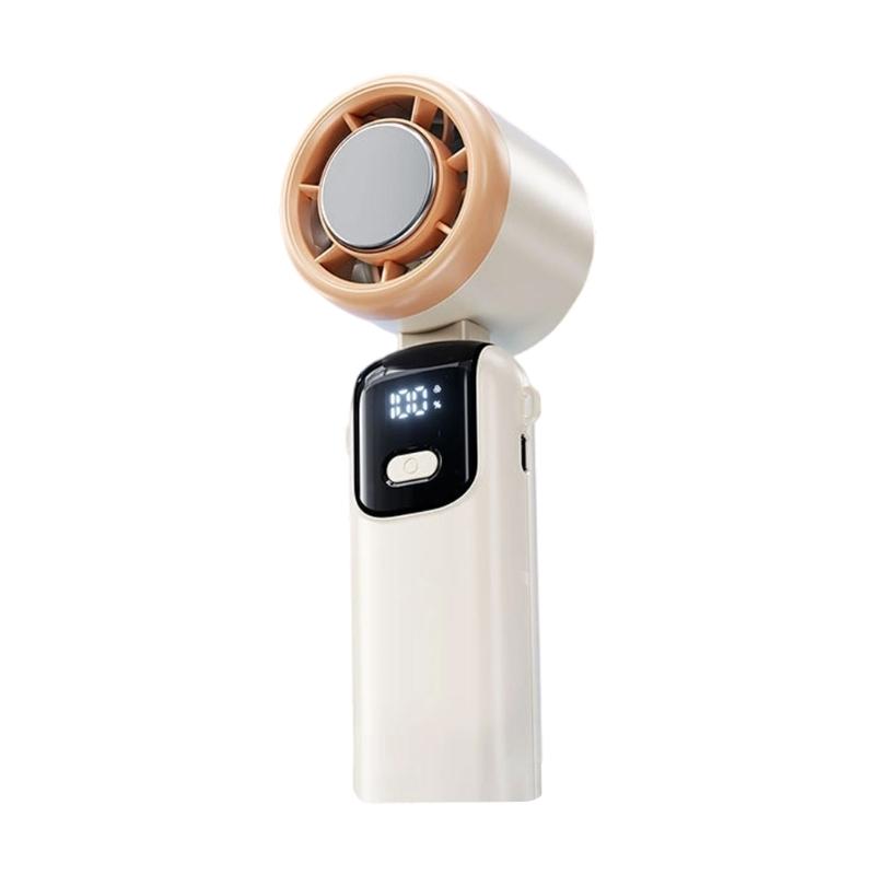 Foldable Desktop Neck Hanging Fan Turbos Cooling Technology 5 Speed LED Display Foldable Portable For Summer Outdoor Use