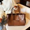 Large Capacity Soft Pu Tote Bag For Women 2024 Luxury Designer Bag Woven Design Shoulder Shopping Handbags Ladies Fashion Purse
