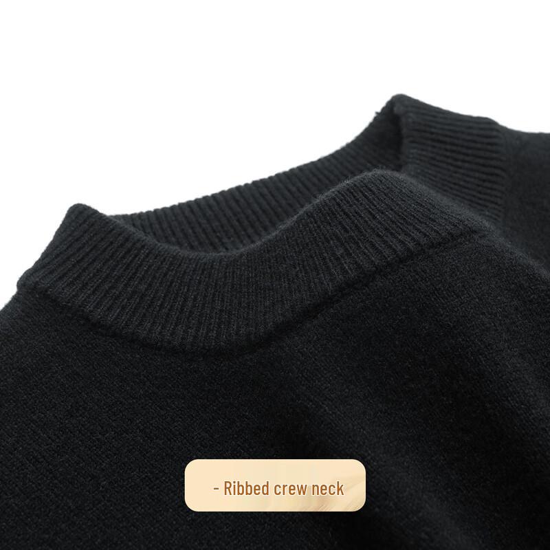 Futing Men's 100% Merino Wool Heavyweight Round Neck Pullover Sweater