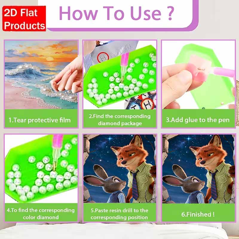 Disney Pearl Painting Zootopia Handmade DIY Pearl Gem Painting Pictures Crafts Special Shape Home Wall Decoration