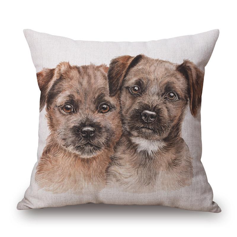 Hand Painting Dog Posters Cushion Cover Greyhound Bull Terrier Labrador Animals Portrait Pillowcase Decorative Pillows For Sofa
