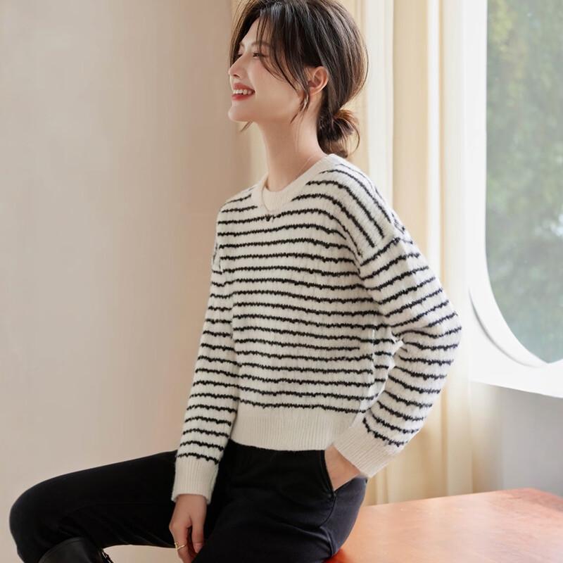 Handu Yishe Women's Wool Blend Round Neck Knitted Sweater