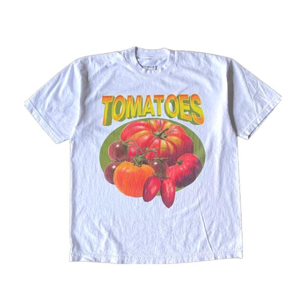 Summer New Y2K Classic Tomato Print White Round Neck Pure Cotton T-shirt Couple T-shirt Harajuku Top Women's Wear