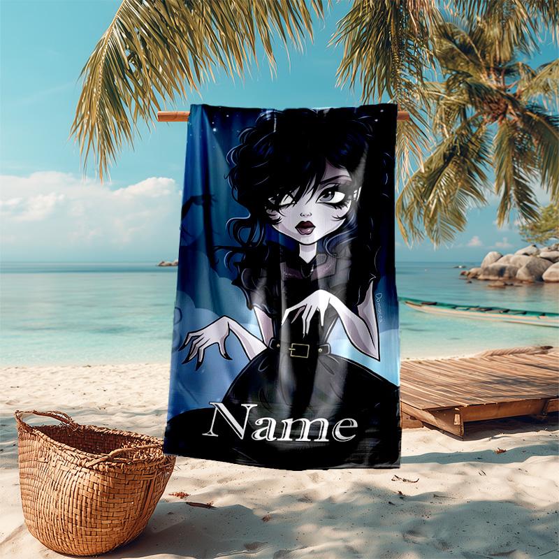 Personalized Customized Proof Beach Towel with Wednesday Addams Pattern - Soft, Absorbent,quick-drying,perfect Swimming,camping&bathing