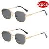 Protective Glasses 2pcs Fashion Metal Square Frame Sunglasses Women Black Gold Unisex Sun Glasses Thread Design Shade UV400