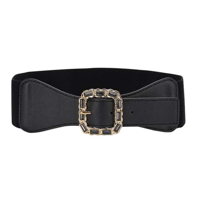 Leather Wide Waist Seal Decoration Versatile Ins Style with Dress Suit, Elastic Stretch Pin Buckle Belt Coat Belt