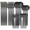 36pcs/set Black Gold Dinnerware High Quality Flatware Knife Dessert Fork Coffee Spoon Tableware Stainless Steel Cutlery Set Home Kitchen Silverware