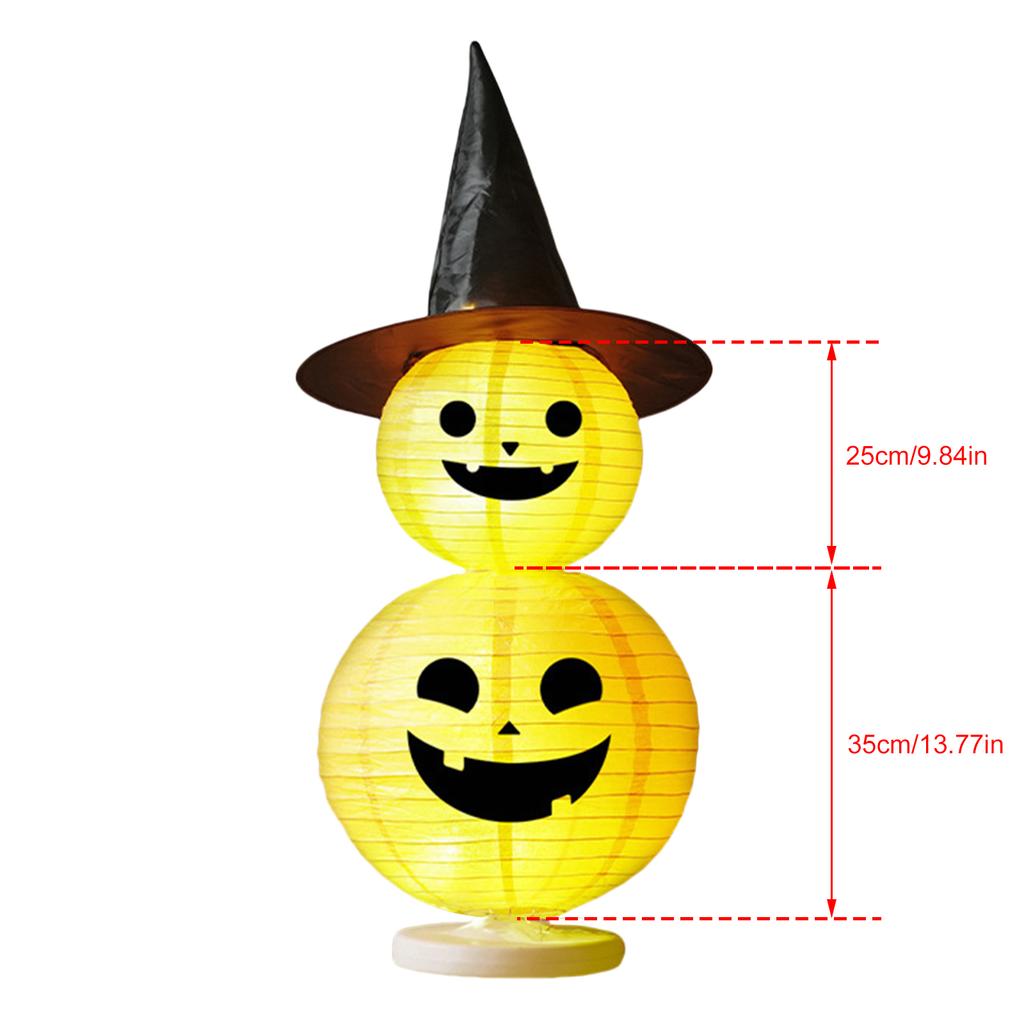 Halloween Decorative Pumpkin Paper Lantern W/ Witch Hat Halloween Pumpkin Light Jack-O-Lantern Pumpkin Light for Parties Outdoor