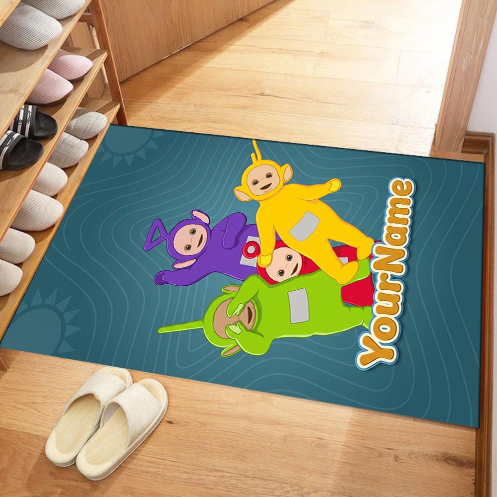 Teletubbies Customizable Name Floor Mat Design for Outdoor Game Room Study Room Kitchen Anti-slip Rug Anime Office Decor Birthday/Christmas Gift