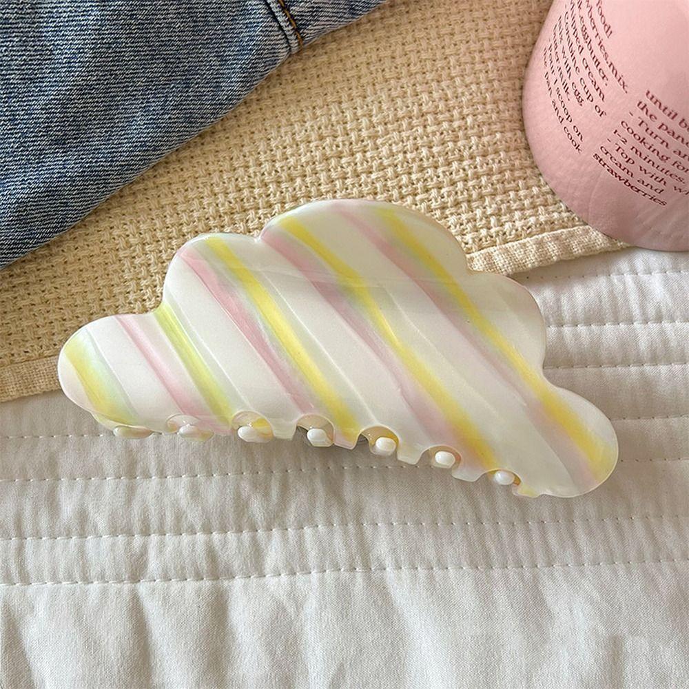 Colorful Stripe Shark Clip Stripe Rainbow Hair Clip Elegant Cloud Acetic Hair Claw  Lady/Girls