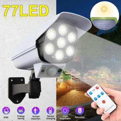 77 LED Solární Světlo Senzor Pohybu Bezpečnostní Falešná Kamera Bezdrátové Venkovní Reflektor IP65 Vodotěsná Lampa 3 Režimy Pro Domácí Zahradu