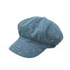 High-quality washed denim cotton octagonal hat women's spring and summer clouds newsboy hat shows a small face fashion beret hat