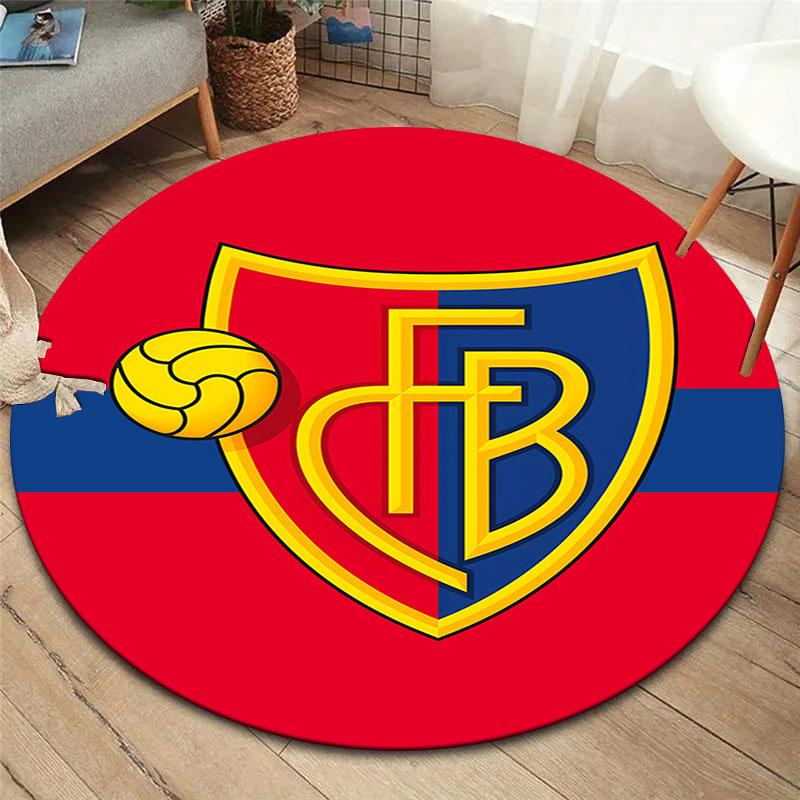 FC Basel Round Area Rug,Carpet Rug for Living Room Bedroom Sofa Playroom Decor,Non-slip Floor Mat