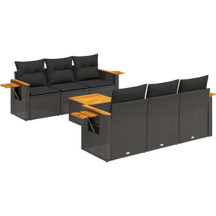 VidaXL Garden Lounge Set with Cushions 7 Pcs, Patio Sofas, Patio Furniture Set, Outdoor Furniture, Black 3226629
