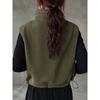 Women's Solid Color Zippered Sleeveless Vest Jacket for Fall and Winter