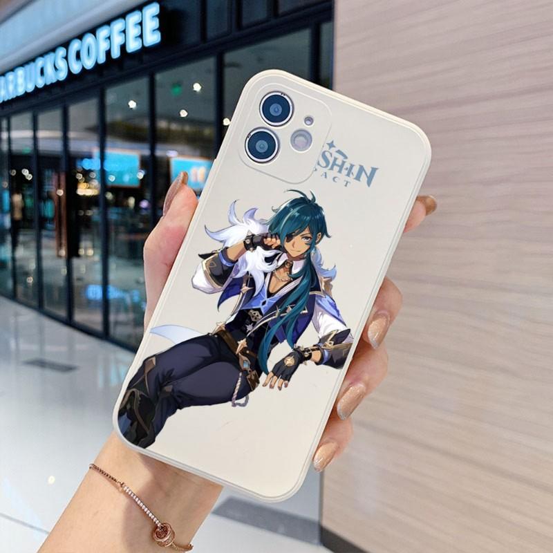 Genshin Design Phone Case For IPhone 14 11 12 13 Pro Max X XR XSMax 6 6S 7 8 Plus SE 2022 Soft Square Color Phone Cover