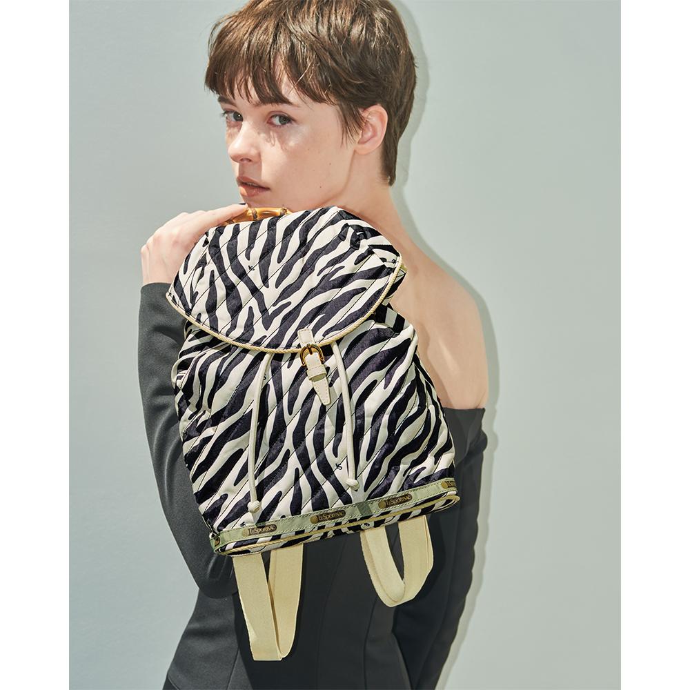 Lesportsac Ecru Zebra Quilted Bamboo Backpack [1068.Hb93]