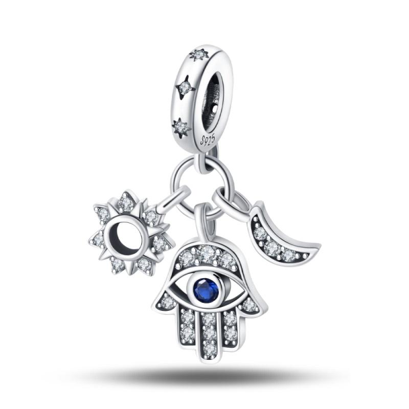 Copper Cross Saint Devil'S Eye Charms Bead Gold Plated Moon Pendant For Original Bracelet Women Jewelry Accessories