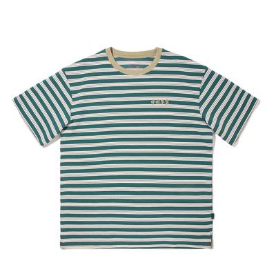 Li Ning Striped Round Neck Breathable Versatile Short Sleeve T-Shirt Unisex T-Shirts Standard-White Ink-Green Fleece-Brown AHSV441-1