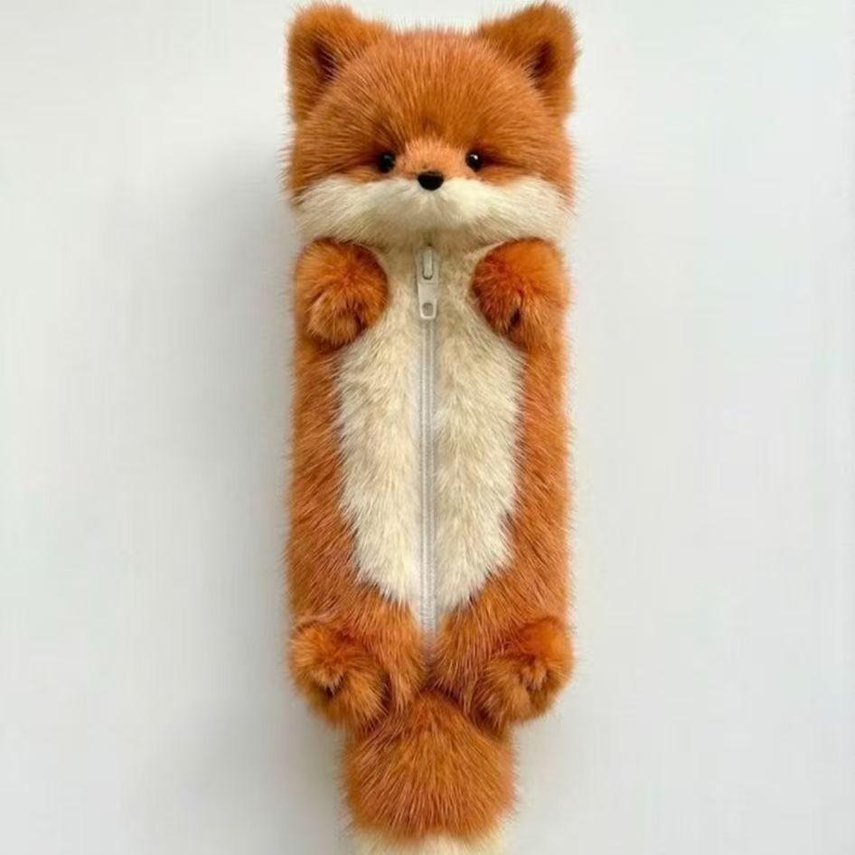 Cute Plush Pencil Case for Kids Girls, Soft Furry Pencil Pouch, Large Capacity Zipper Pen Holder Bag for School Supplies and Stationery