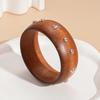 Punk Wooden Bracelet Wide Rivets Bangle Vintage Round Bracelet  Spicy Girl