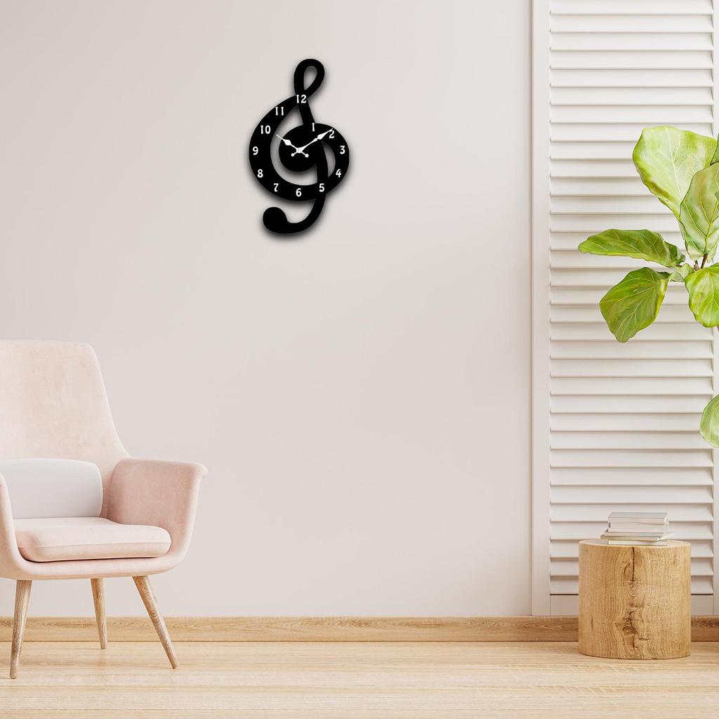 Music Wall Clock Cute Creative Clock Wood for Living Room Hotel Dining Room