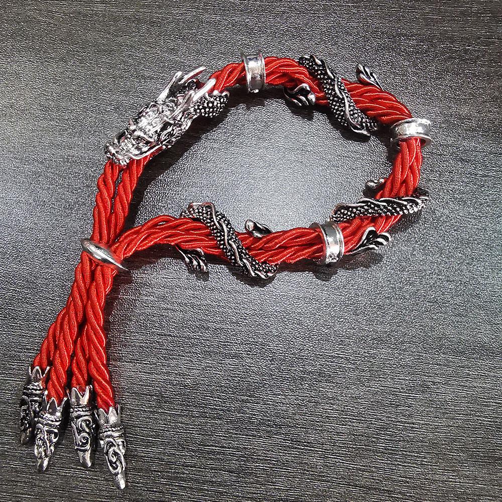 

Винтажный браслет с драконом, регулируемый для мужчин и женщин, идеальный подарок для пар красный