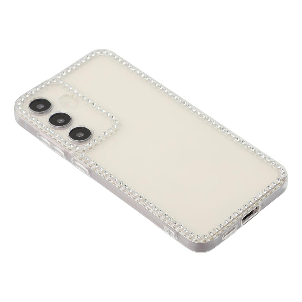 For Samsung Galaxy S25 TPU Case Rhinestone Decor Clear Phone Back Cover,Precise Cutout