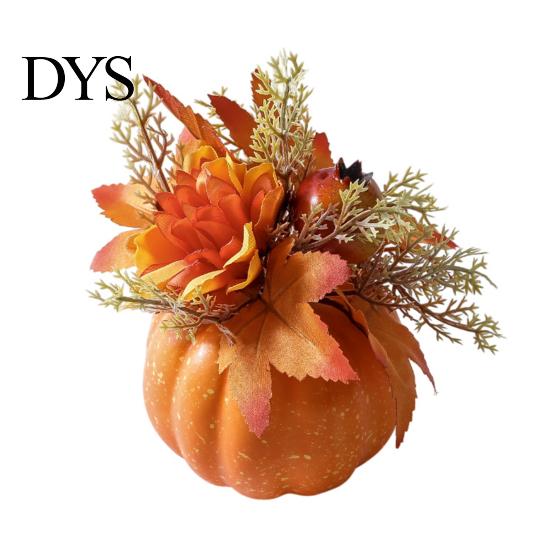 Realistic Artificial Pumpkins Fall Pumpkin Table Ornament, Foam with Flower, Maple Eye-catching Accents Leaves, Berry for Autumn Harvest Thanksgiving