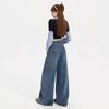 Gedijie High Waist Loose Look slimming and drooping Bending Knife Pants Women's Trendy Versatile Cowboy Wide Leg Pants