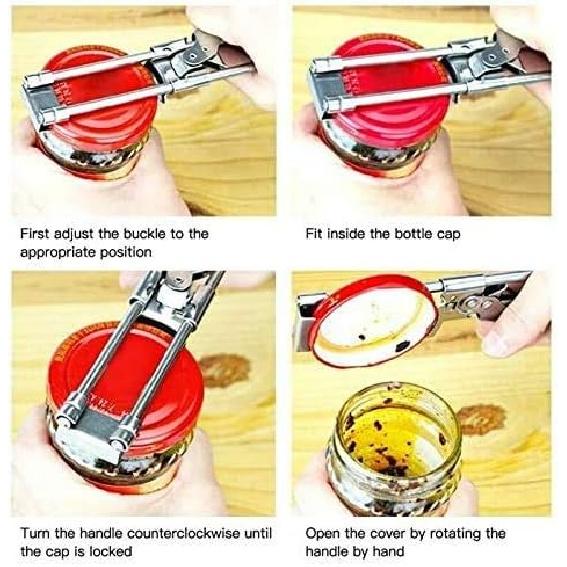 Opener Adjustable Jar & Bottle Opener, Adjustable Multifunctional Stainless Steel Can Opener Jar Lid Gripper, Manual Jar Bottle Opener Kitchen