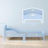 Lit Enfant 70 x 140 cm, Barrière de Sécurité, Motif Nuage, Bleu