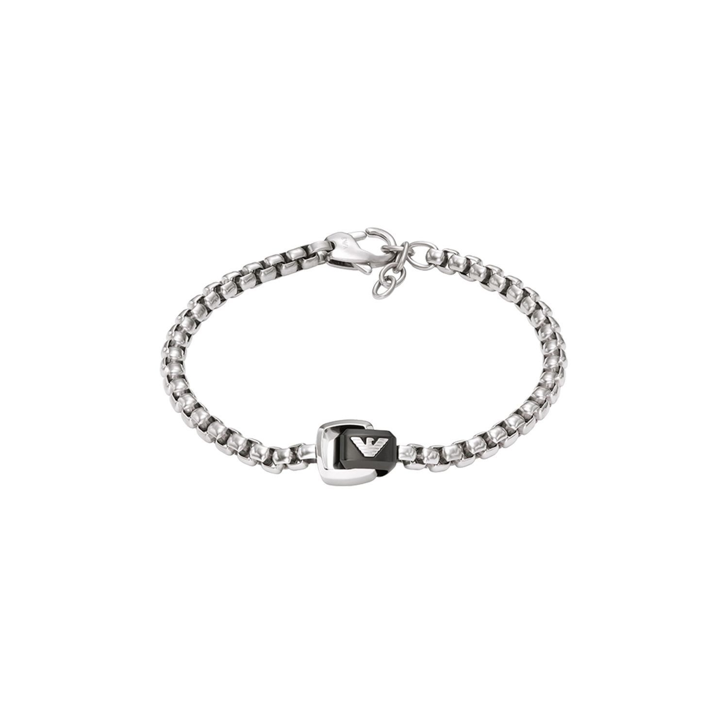

Armani Cuban Link Black And Silver Double Ring Pendant Bracelet Men bracelet EGS2938040 Basic Packaging