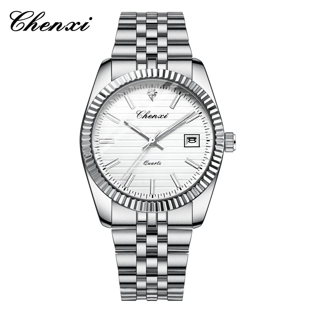 Silver Watches for Men Luxury Top Brand Business Casual Quartz Mens Watches Waterproof 3Bar Calendar Classic Design Gift Clock