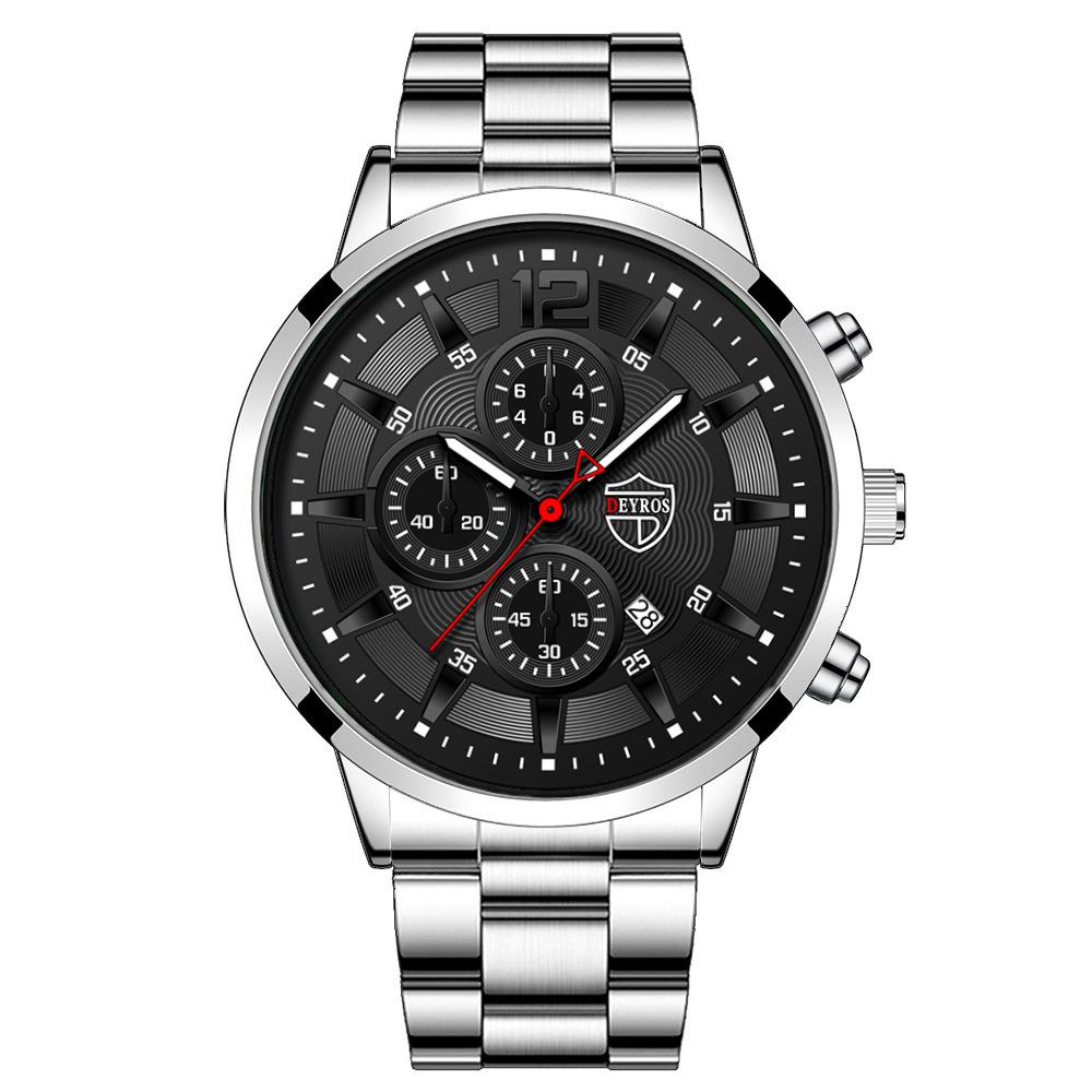 Neue Herren Mode Große Zifferblatt Uhr Kalender Uhr Freizeit Uhr Herren Edelstahl Uhr Quarz Uhr