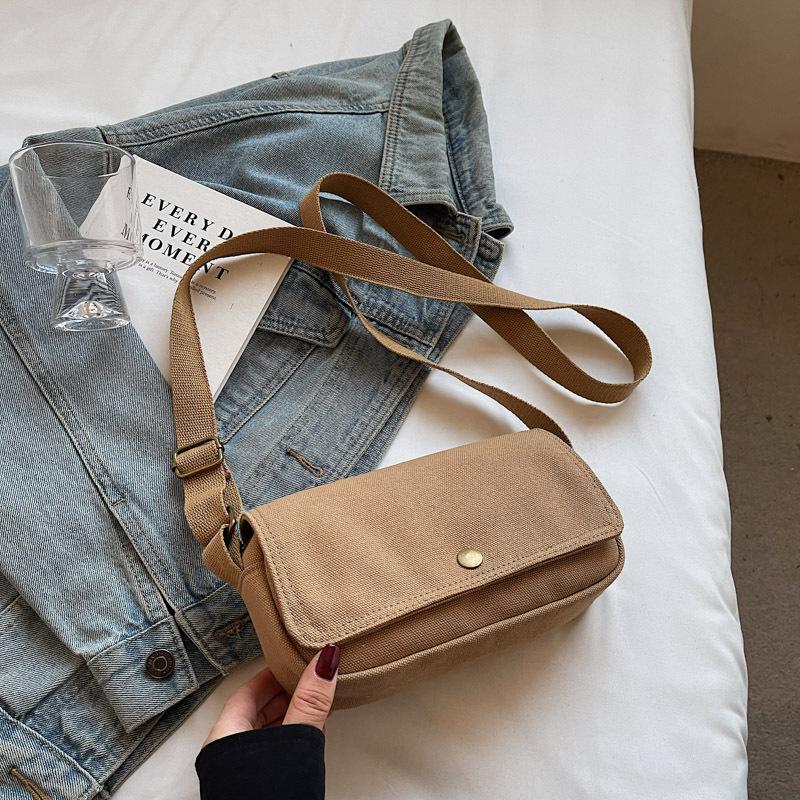 2025 Japanese fashion canvas small mobile phone bag casual men's workwear style crossbody bag couple simple shoulder bag