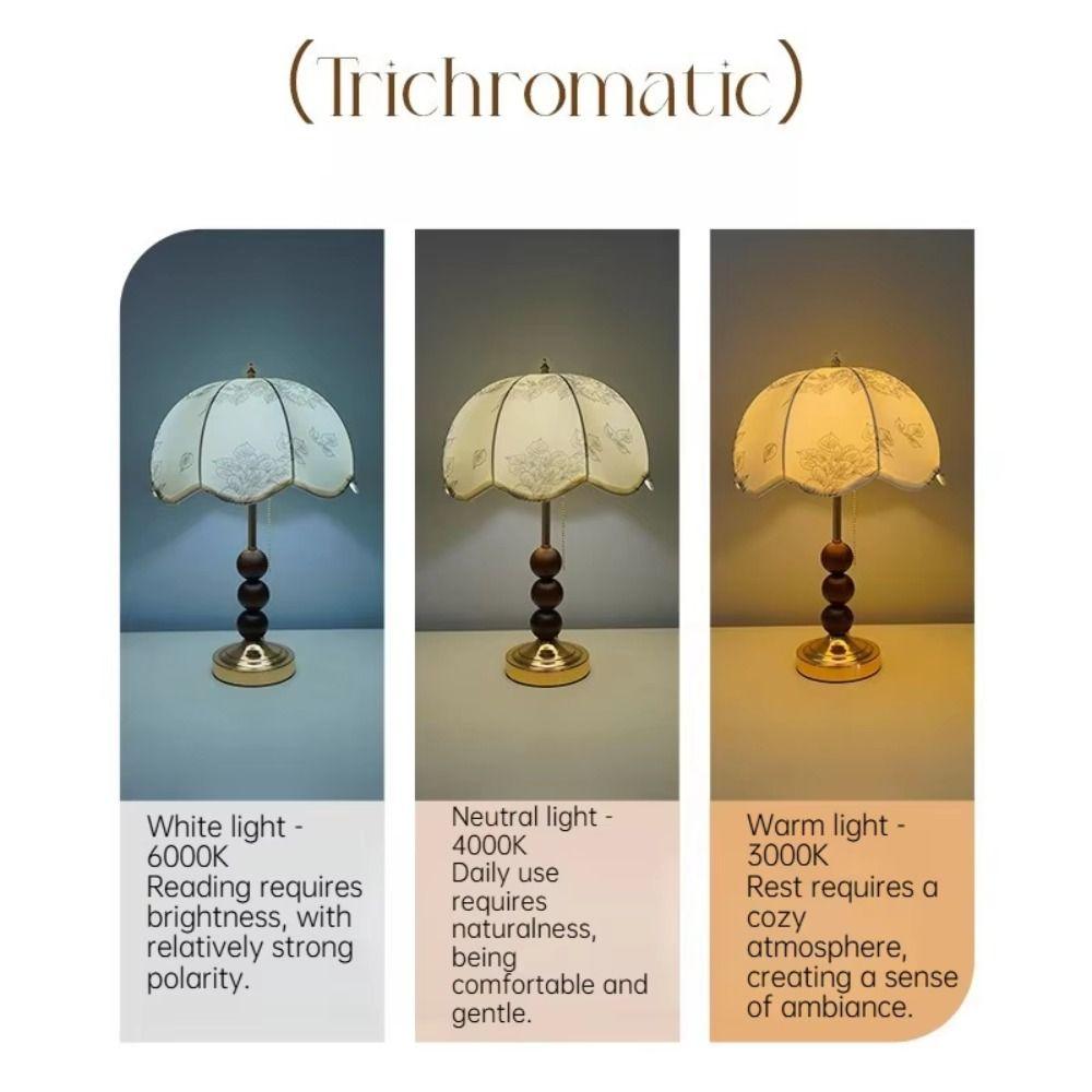 Fabric Lampshade European Vintage Table Lamp Sturdy Structure Soft Light Elegant Fabric Lampshade Light Warm Atmosphere