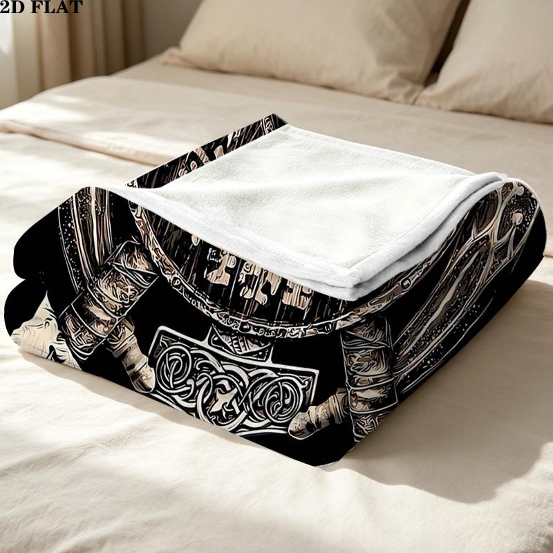 1PC Raven Patterned Flannel Blanket Suitable For All Seasons For Home Decor Warmth And Comfort Gifts Holiday Present