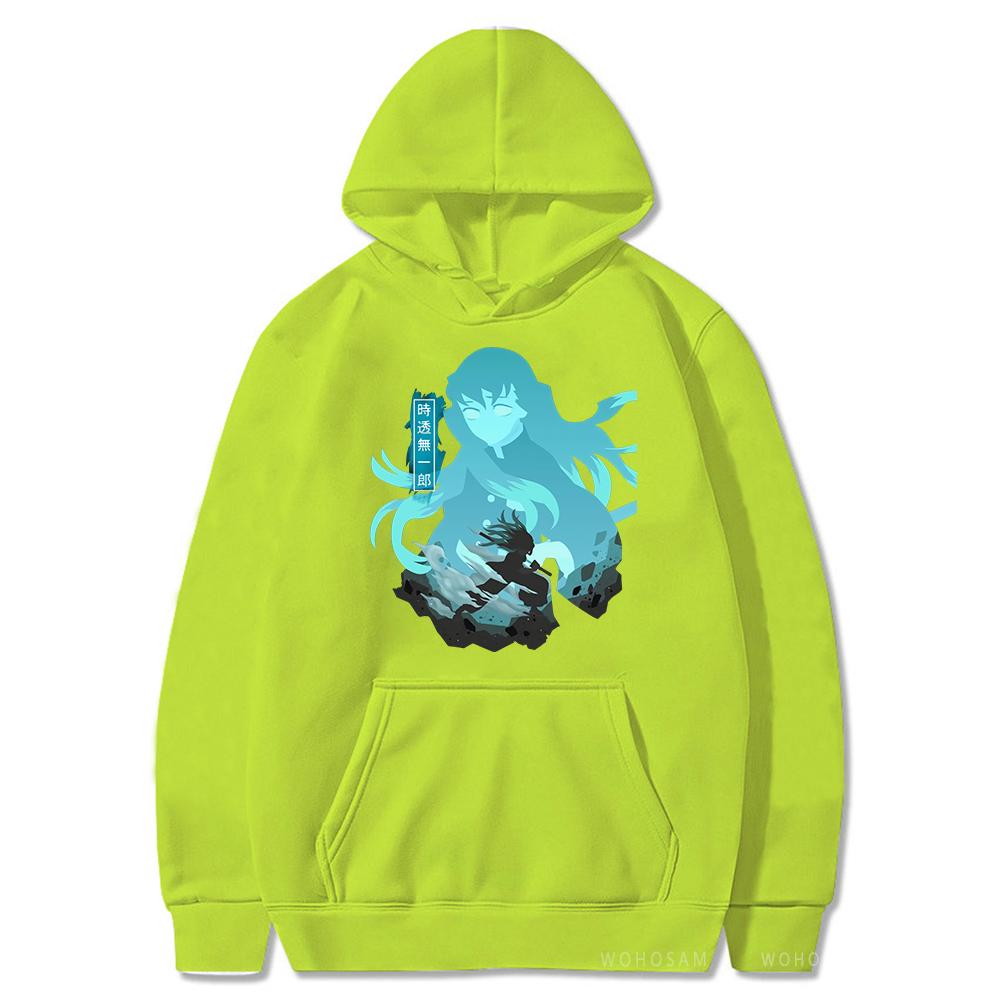 Толстовки с капюшоном в стиле аниме Tokitou Muichirou Demon Slayer Harajuku, толстовка с капюшоном с героями мультфильмов, большой размер, пуловер с длинными рукавами в стиле манга для мужчин и женщин