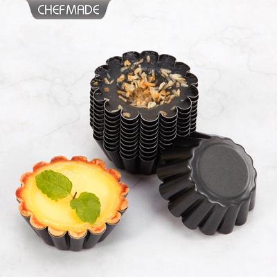 Xuechu 2.5" Non-stick Corrugated Egg Tart Molds, Set of 12, Round Bottom