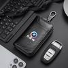 BBII7 Carbon Fiber Leather Wallet Car Remote Key Storage Zippers Bag For Bmw 50th Anniversary M E36 F20 E46 E90 E87 E34 X3 X5 X6 M2 M3