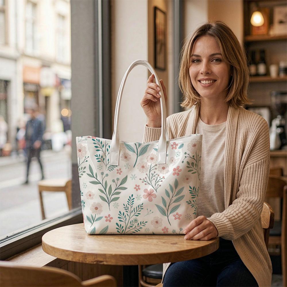 Floral Print Tote Bag for Women Casual Daily Use Portable Shoulder Bag