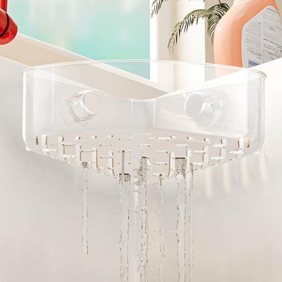 Suction Cup Sink Corner Rack Large Capacity Strong Load-bearing Easy To Install Multifunctional Kitchen Sink Caddy Organizer
